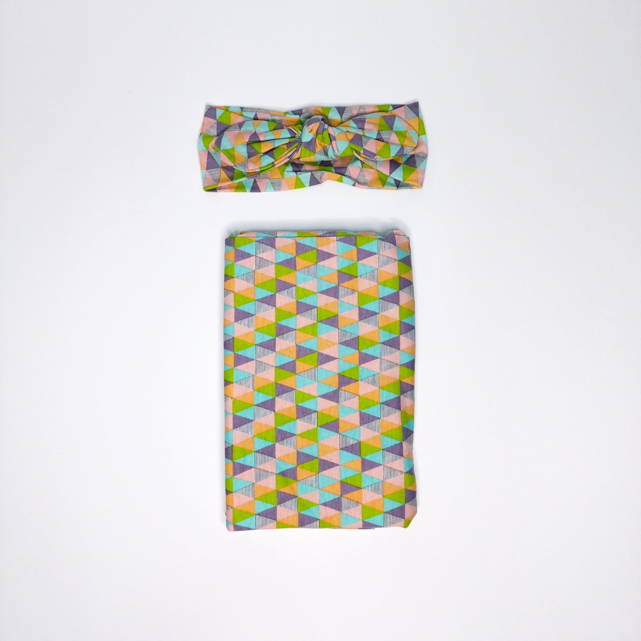 Copy of Swaddle Blanket with Headband - Colorful | قماط مع ربطة الشعر- ملون