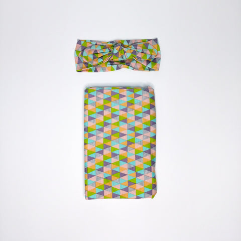 Copy of Swaddle Blanket with Headband - Colorful | قماط مع ربطة الشعر- ملون