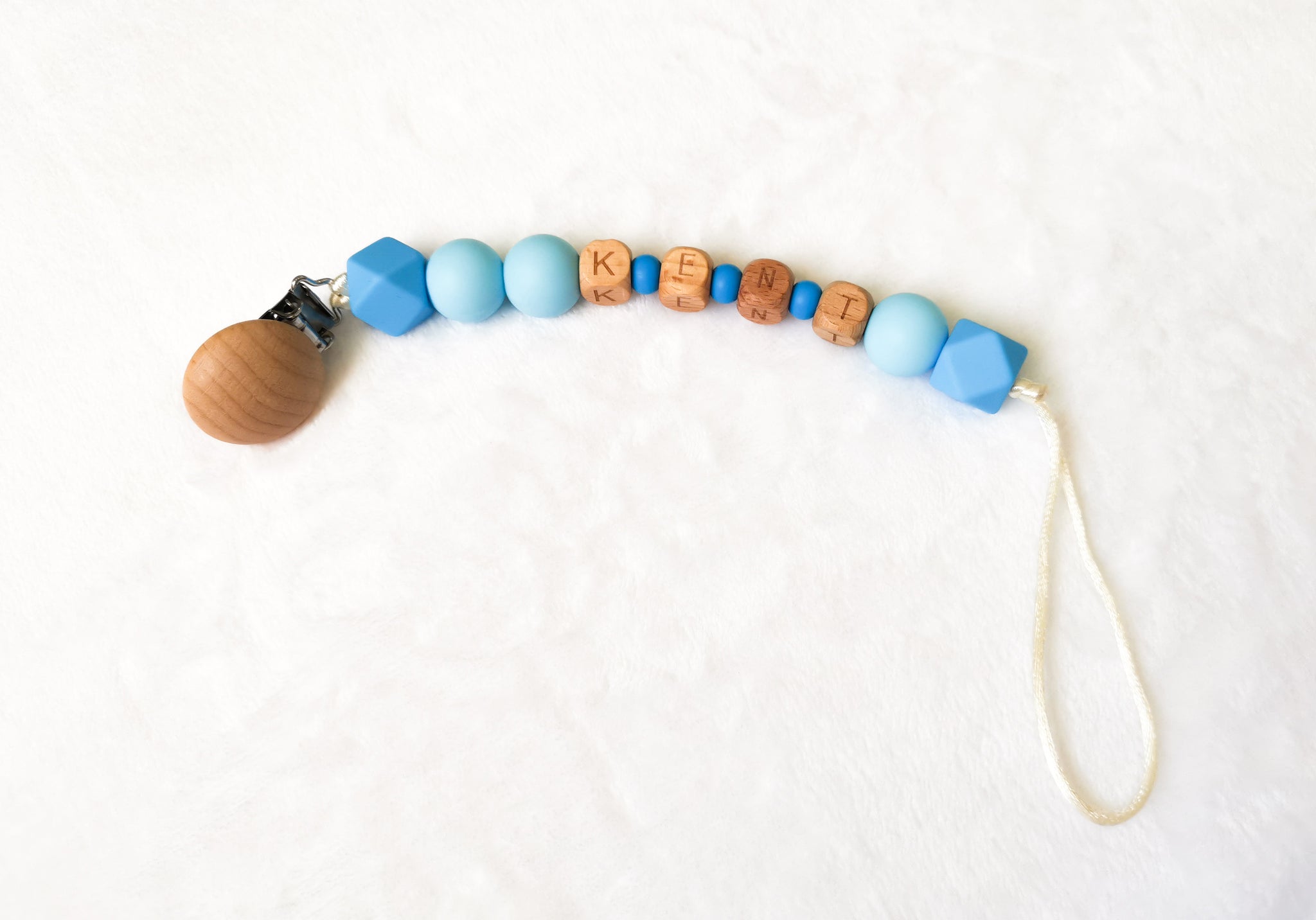 Customized Silicone Teether with Wooden Name | عضاضة سيليكون مع اسم خشبي