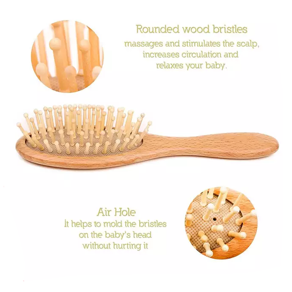 Wooden Hair Comb and Brush Set