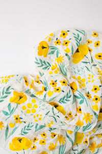 Swaddle Blanket Cotton & Bamboo - Yellow Floral | قماط قطني مع بامبو - ورود صفراء