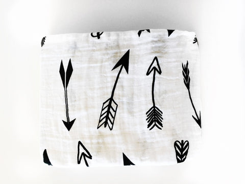Swaddle Blanket Cotton & Bamboo -  Arrows | قماط قطني مع بامبو - أسهم سوداء