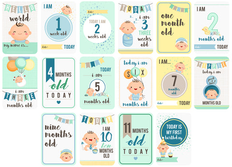 Milestone Cards Set - Baby Boy