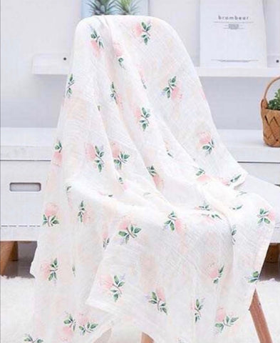 Swaddle Blanket Cotton & Bamboo -  Floral 3 | قماط قطني مع بامبو - ورود 3