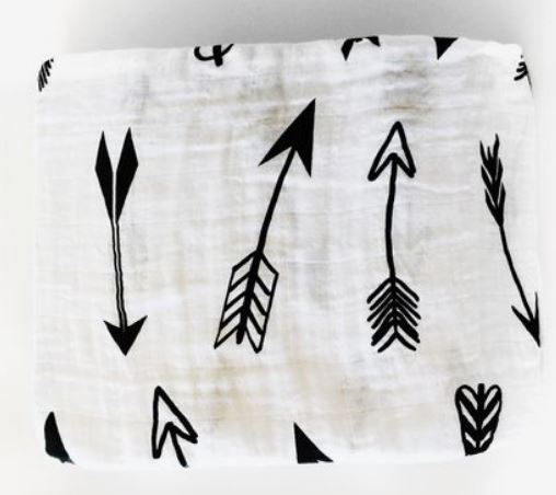 Swaddle Blanket Cotton & Bamboo -  Arrows | قماط قطني مع بامبو - أسهم سوداء