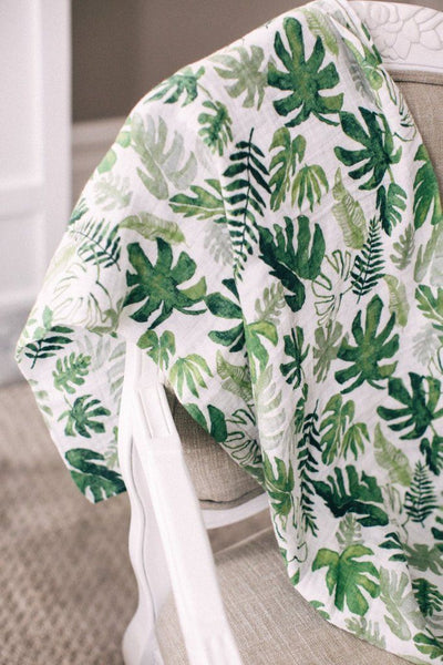 Swaddle Blanket Cotton & Bamboo - Green Leaf | قماط قطني مع بامبو - اوراق خضراء