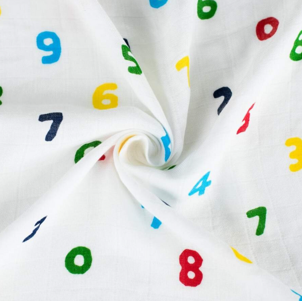 Swaddle Blanket Cotton & Bamboo -  Numbers | قماط قطني مع بامبو - أرقام