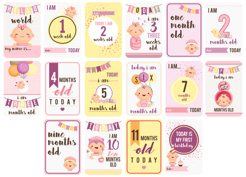 Milestone Cards Set - Baby Girl