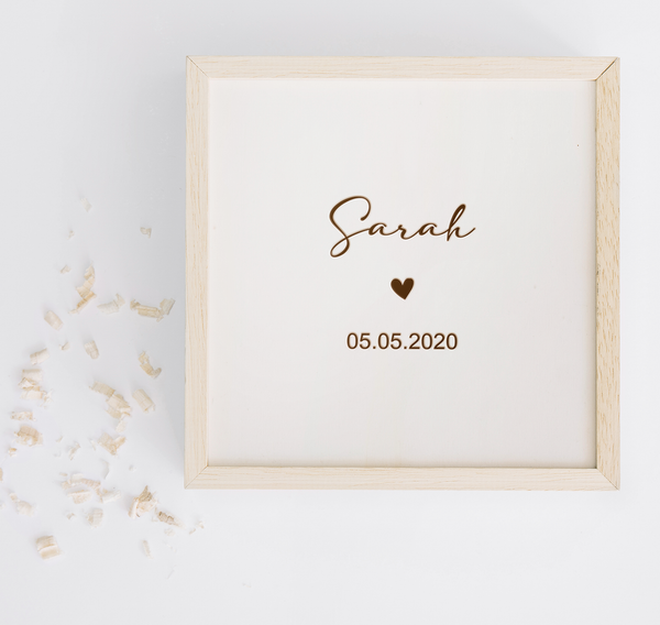 Empty Wooden Box with Baby's Name | صندوق خشبي فارغ مع اسم الطفل